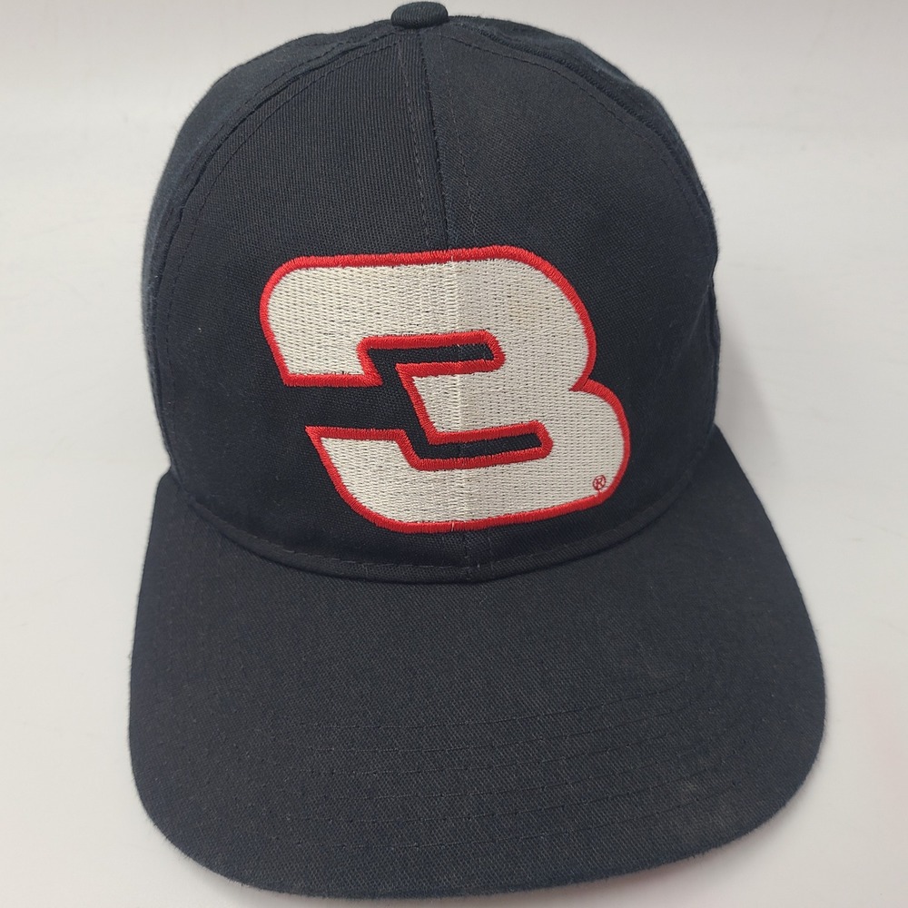 Vintage Dale Earnhardt Hat Snapback (Fits Small) Chase Black NASCAR #3 Blockhead